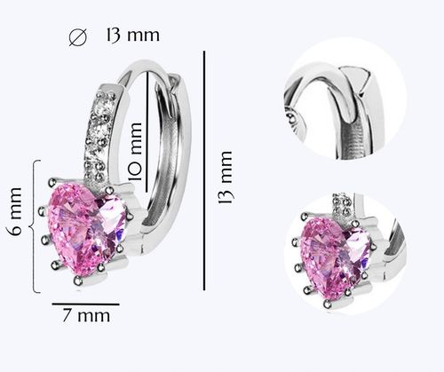 SREBRNE KOLCZYKI DLA DZIEWCZYNKI KÓŁKA SERCE RÓŻOWE 925 PREZENT ZATRZASK na Arena.pl