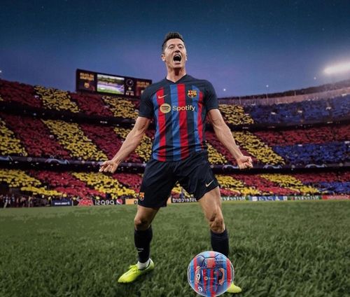 ORYGINALNA PIŁKA NOŻNA FC BARCELONA r5 LEWANDOWSKI DO NOGI NA TRAWĘ na Arena.pl