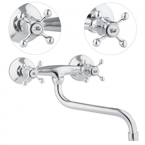 Bateria kuchenna ścienna kran obrotowy retro długa na Arena.pl