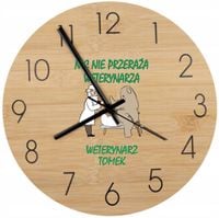 Bambusowy ZEGAR ścienny nadruk UV ŚMIESZNY prezent dla WETERYNARZA + imię