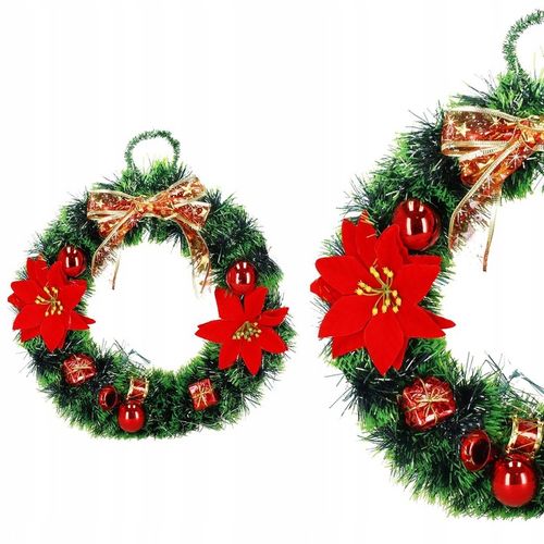 WIENIEC ŚWIĄTECZNY STROIK WIANEK NA DRZWI 35cm DUŻY PIĘKNY DEKORACJA OZDOBA na Arena.pl