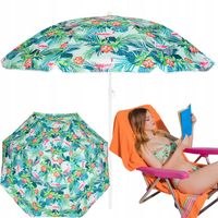 PARASOL PLAŻOWY SKŁADANY OGRODOWY ŁAMANY WBIJANY WZORY FLAMINGI UV 180cm