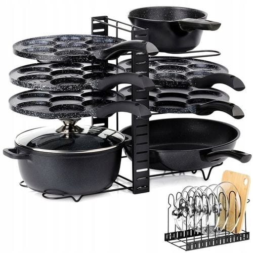 Stojak KUCHENNY organizer półka regał na garnki patelnie pokrywki na Arena.pl