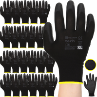 Rękawice Robocze MERCATOR Tech Black+Black PU - XL - 120 Par