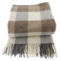 Koc wełniany 150x200 wełna nowozelandzka szachownica beż brąz
