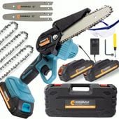 MINI PIŁA ŁAŃCUCHOWA AKUMULATOROWA DO GAŁĘZI 6" OGRODOWA PILARKA 3x