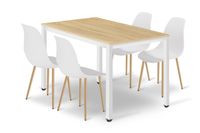Stół kuchenny 120x60 dąb/białe + 4 krzesła WAT białe naturalne