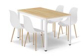 Stół kuchenny 120x60 dąb/białe + 4 krzesła WAT białe naturalne