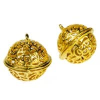 Zawieszki metalowe ażurowe ozdobne DZWONECZKI 18mm złote 2szt.