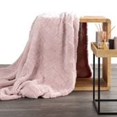 Koc CARO 150x200 pudrowy róż mikroflano jodełka 340gsm