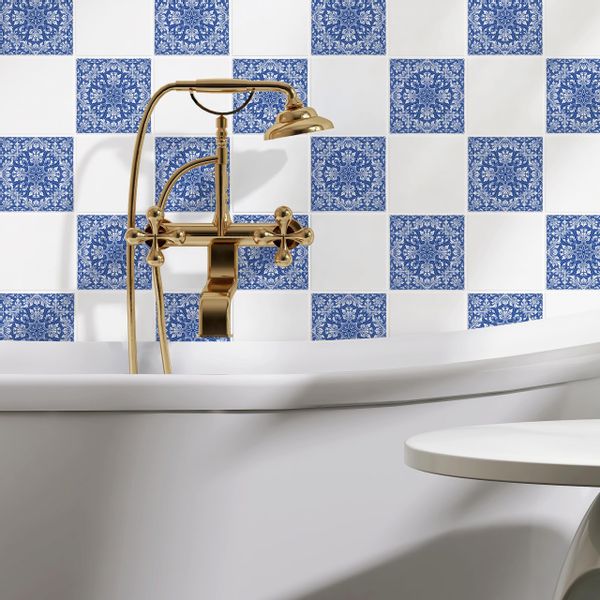 Naklejki Na Kafelki Niebieskie Klasyczne ORNAMENTY Zestaw 24 szt. 25x25 zdjęcie 5