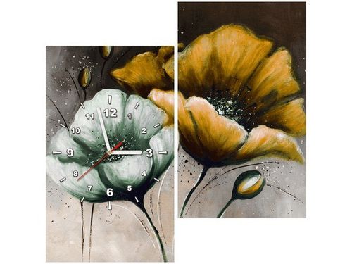 60X60CM ZEGAR MALOWANE MAKI ZÓŁCI OBRAZ DREWNO ŚCIAN KWADRAT na Arena.pl