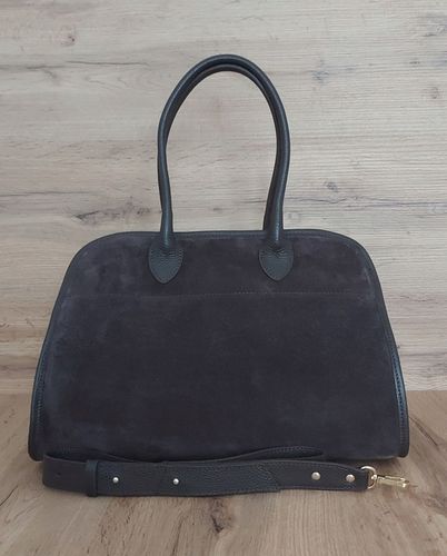 Duży włoski kufer Vera Pelle skórzana pojemna torba A4 Czekoladowa na Arena.pl