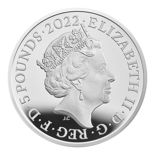 The Queen's Reign Honours and Investitures Srebro £5 2022 Proof na Arena.pl
