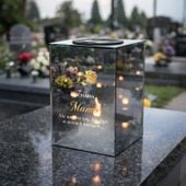 Znicz Lustrzany Lampion Solarny 3D z Grawerem Elegancki Ciepłe Światło