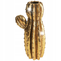 Wazon na kwiaty wysoki ceramiczny złoty kaktus 41.5cm VILDE 569931