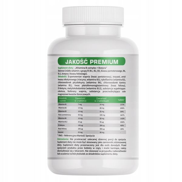 Witamina B-complex B1 B2 B3 B5 B6 B12 + BIOTYNA zdjęcie 3