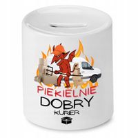 Skarbonka Dla Kuriera Piekielnie Dobry Kurier Z Nadrukiem Ze Zdjęciem