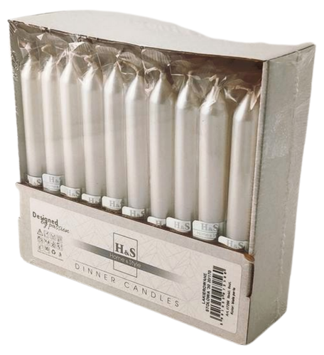 Świece stołowe RAK (07256) Home & Style 20/170 biały perła met. ~6h 30szt. na Arena.pl