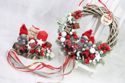 Wianek świąteczny wieniec stroik na drzwi ozdoba na Arena.pl