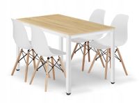 Zestaw stół prostokątny TESSA 120x60 dąb + 4 krzesła OSAKA białe