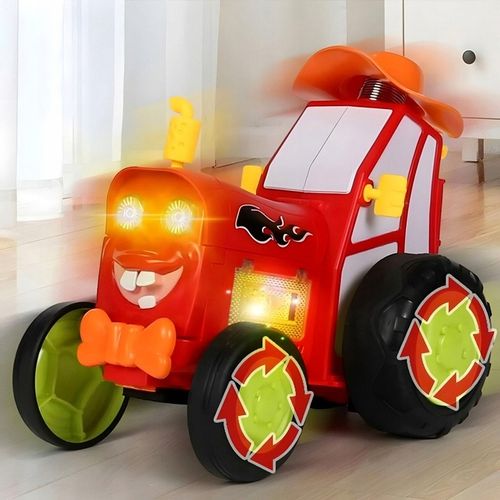 TRAKTOR AUTKO ZDALNIE STEROWANE CIĄGNIK RC CZERWONY ŚWIECI SKACZE TAŃCZY na Arena.pl