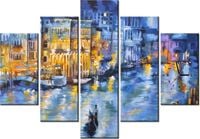 105CM 150CM ZEGAR 5 ELEM WENECJA NOCĄ DRUK OBRAZ