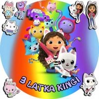 OPŁATEK NA TORT 30CM - KOCI DOMEK GABI + IMIĘ + GRATIS! 24CM 26CM