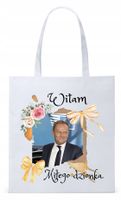Donald Tusk Platforma Torba Eco Biała Shopper Z Nadrukiem Ze Zdjęciem