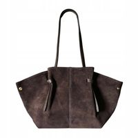 Czekoladowa torebka zamszowa shopper brąz SKÓRA ZAMSZ NATURALNY Vera Pelle