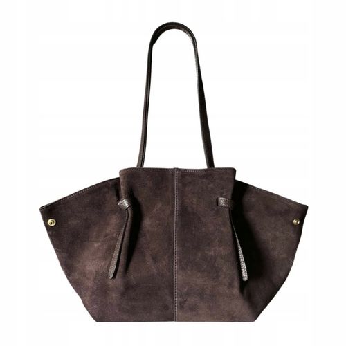 Czekoladowa torebka zamszowa shopper brąz SKÓRA ZAMSZ NATURALNY Vera Pelle na Arena.pl