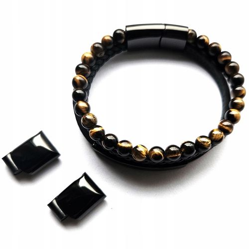 Bransoletka męska REGULOWANA 20-23CM TYGRYSIE OKO SKÓRA JAKOŚĆ VERSATILE na Arena.pl