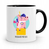 Dla Pracownika Kubek Czarny Pracownik Miesiąca Z Nadrukiem Ze Zdjęciem