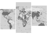 60 90CM OBRAZ 3 ELEM WORLD MAP ŚCIENNY DRUK PŁÓTNO
