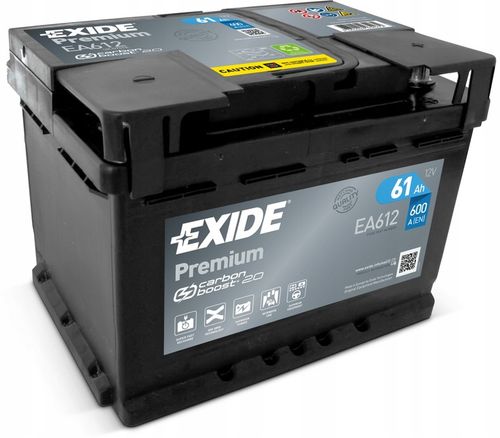 AKUMULATOR SAMOCHODOWY EXIDE PREMIUM 61AH 600A 61 AH EA612 na Arena.pl