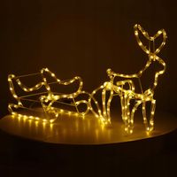 Duży Świecący Renifer z Saniami 144 LED Światło Ciepłe Białe Ozdoba Lampki
