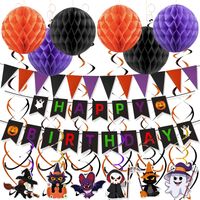 Dekoracje na Halloween Zestaw Girlanda Dynia Duchy 21 el. Pomarańczowe