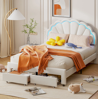 Łóżko tapicerowane 140x200 cm z oświetleniem LED dla dziecka