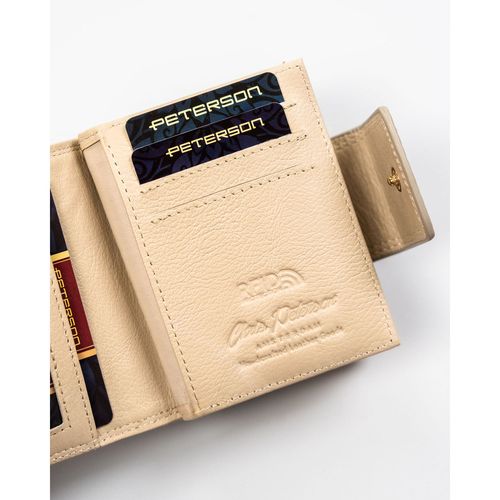 portfel damski ze skóry naturalnej zamykany zatrzaskiem i biglem - peterson na Arena.pl
