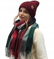 Burgundowa czapka damska CIEPŁA wełniana POLSKI produkt ZIMA modna BEANIA