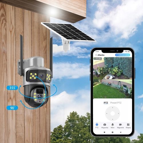 PODWÓJNA KAMERA SOLARNA 2W1 NA KARTE SIM 4G LTE ZEWNĘTRZNA OBROTOWA GSM na Arena.pl