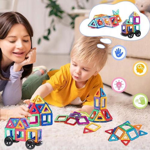 Kreatywne Klocki Magnetyczne Dla Dzieci 3-8 Lat 180 Elementów na Arena.pl