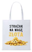 Dla Strażaka Prezent Torba Eco Biała Shopper Z Nadrukiem Ze Zdjęciem