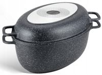 BRYTFANNA Gęsiarka MARMUROWA Patelnia GRILLOWA 2w1 Brytfanka 8L 38cm 9172