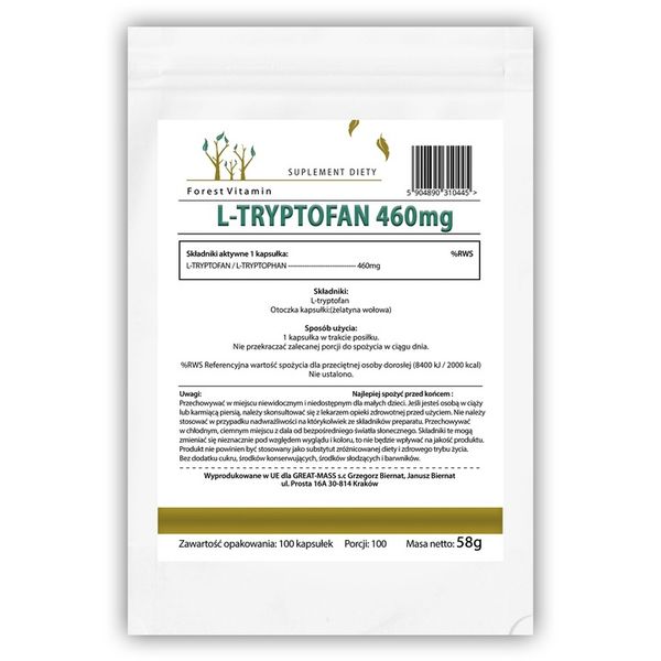 L-TRYPTOFAN 100 kap L-TRYPTOPHAN RELAKS SPOKÓJ SEN zdjęcie 3