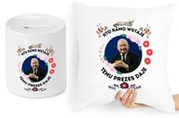 Jarosław Kaczyński Zestaw Poduszka + Skarbonka Z Nadrukiem Ze Zdjęciem