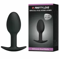 pretty love korek silikonowy 6,5 cm czarny z ruchomą kulką