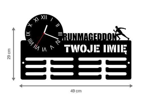 Wieszak na medale z zegarem RUNMAGEDDON twoje imię dowolny tekst 501.1 na Arena.pl