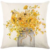 lniana poszewka na poduszkę 45 x 45 cm z nadrukiem bukiet kwiatów pod237