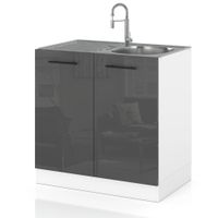 szafka kuchenna modułowa stojąca pod zlewozmywak 80cm spremium szary połysk